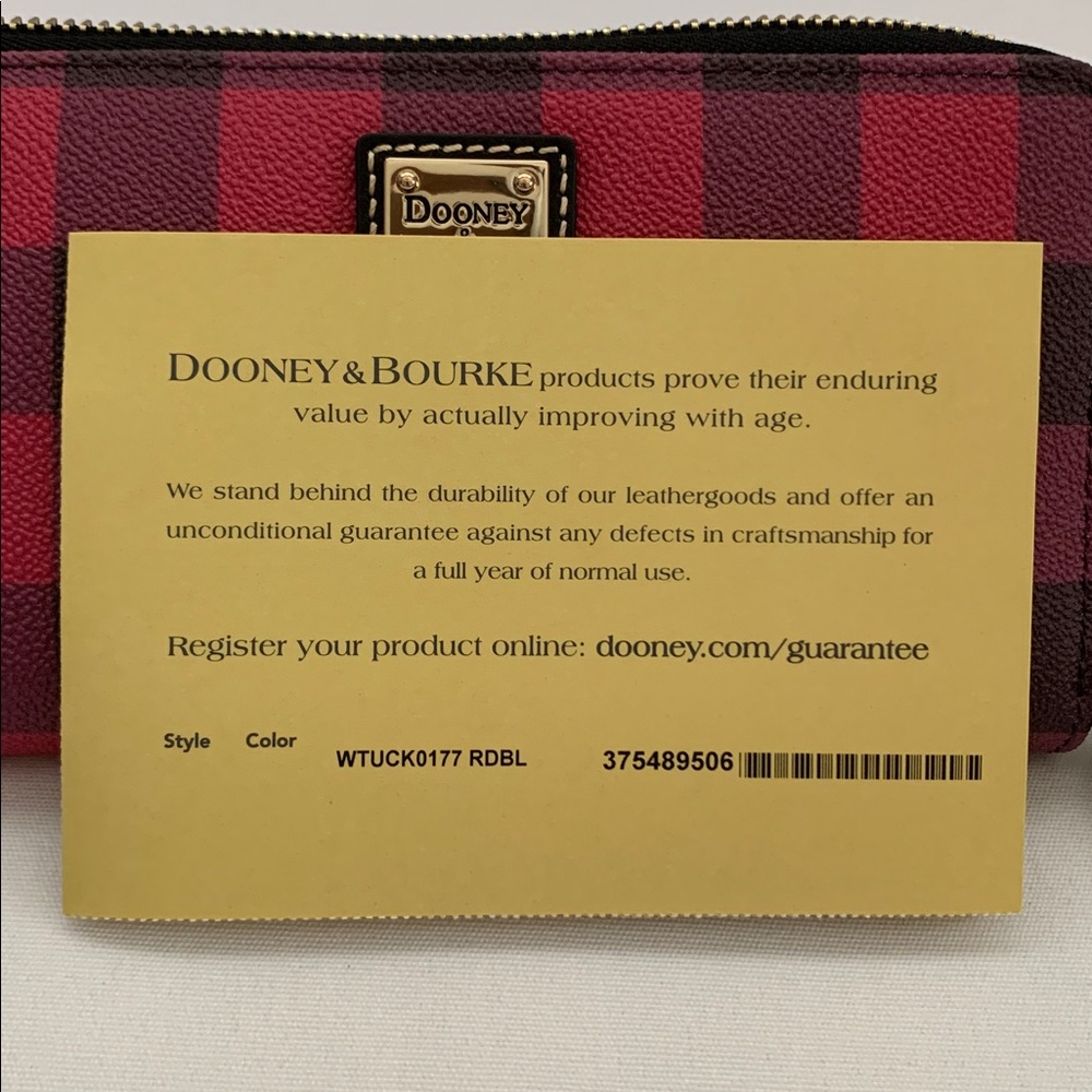 NWT - Dooney & Bourke Tucker Red and Black Plaid Wristlet with Gift Box - Picture 8 of 8